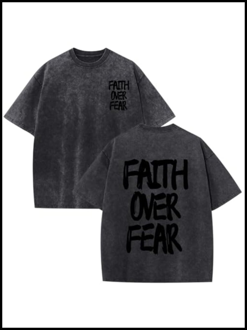 Men's Faith Over Fear Christian Graphic T-Shirt Cotton Loose Fit Crew Neck